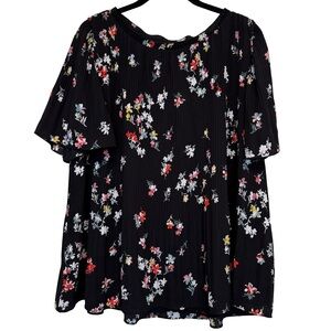 Ann Taylor Floral Pleated Blouse